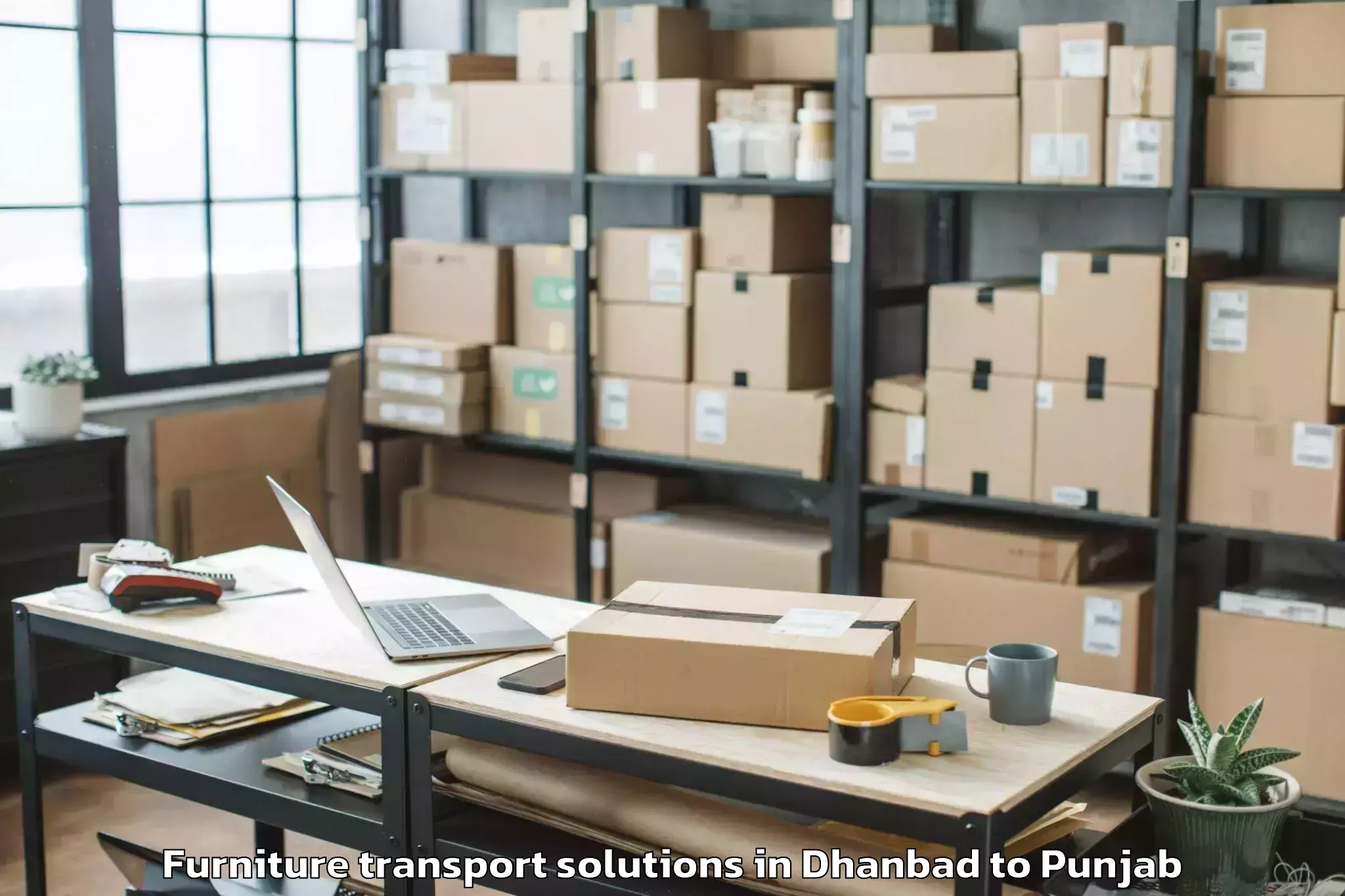 Dhanbad to Sultanpur Lodhi Furniture Transport Solutions Booking